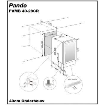 Wijnklimaatkast Pando PVMB 40-28CR