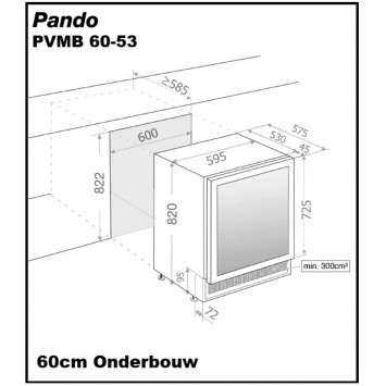 Wijnklimaatkast Pando PVMB 60-46X Wijnklimaatkast Pando PVMB 60-46X
