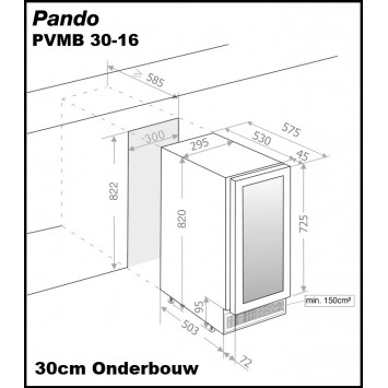 Wijnklimaatkast Pando PVMB 30-16CR
