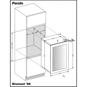 Wijnklimaatkast Pando PVMAV 88-45CR Inbouw Wijnklimaatkast Pando PVMAV 88-45CR Inbouw