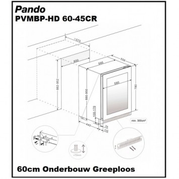 Wijnklimaatkast Pando PVMBP-HD-60-52CRR