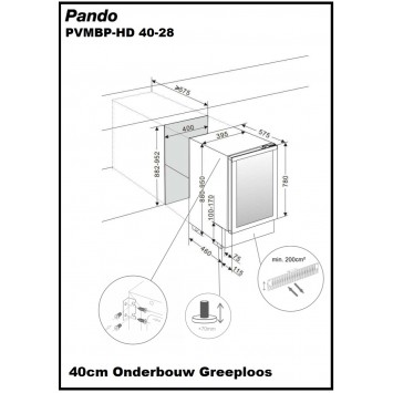 Wijnklimaatkast Pando PVMBP-HD-40-25CRR